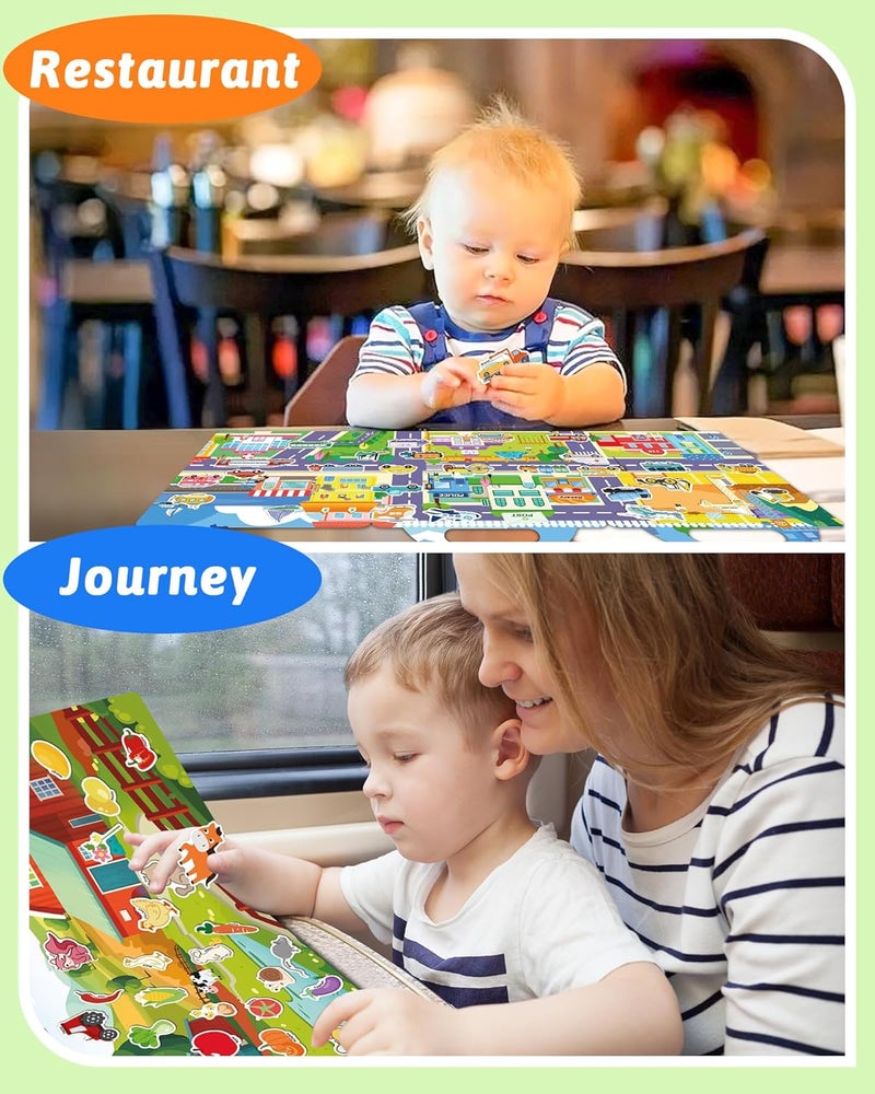 Benresive Reusable Sticker Books for Toddlers, 3 Sets Travel Stickers for Kids, Toddler Sticker Book, Crafts Activities for Toddlers, 3 and Up Birthday Gifts Travel Toys - Image 3